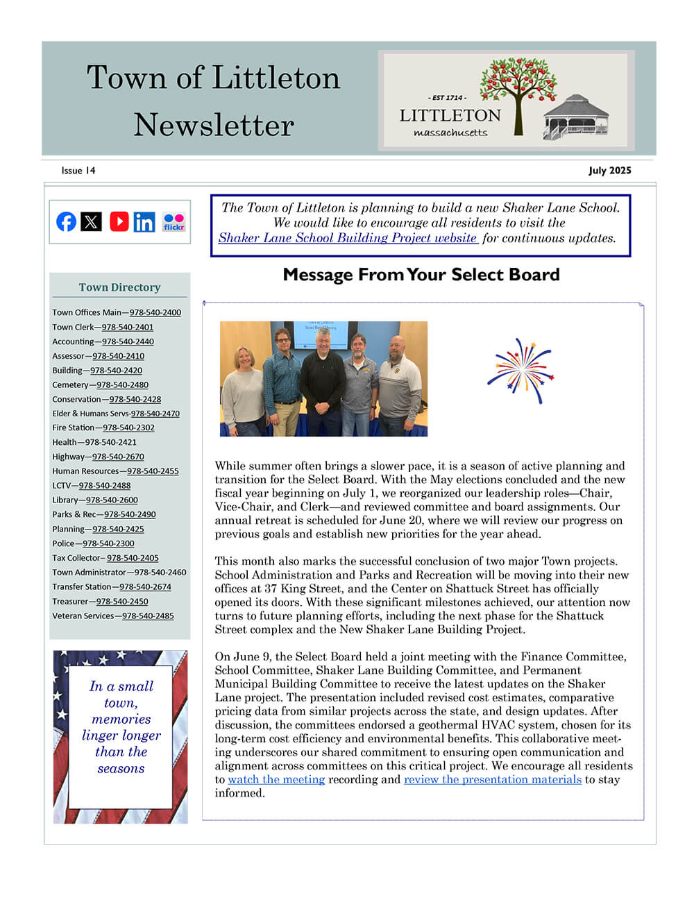 Town of Littleton Newsletter, Issue 14, July 2025