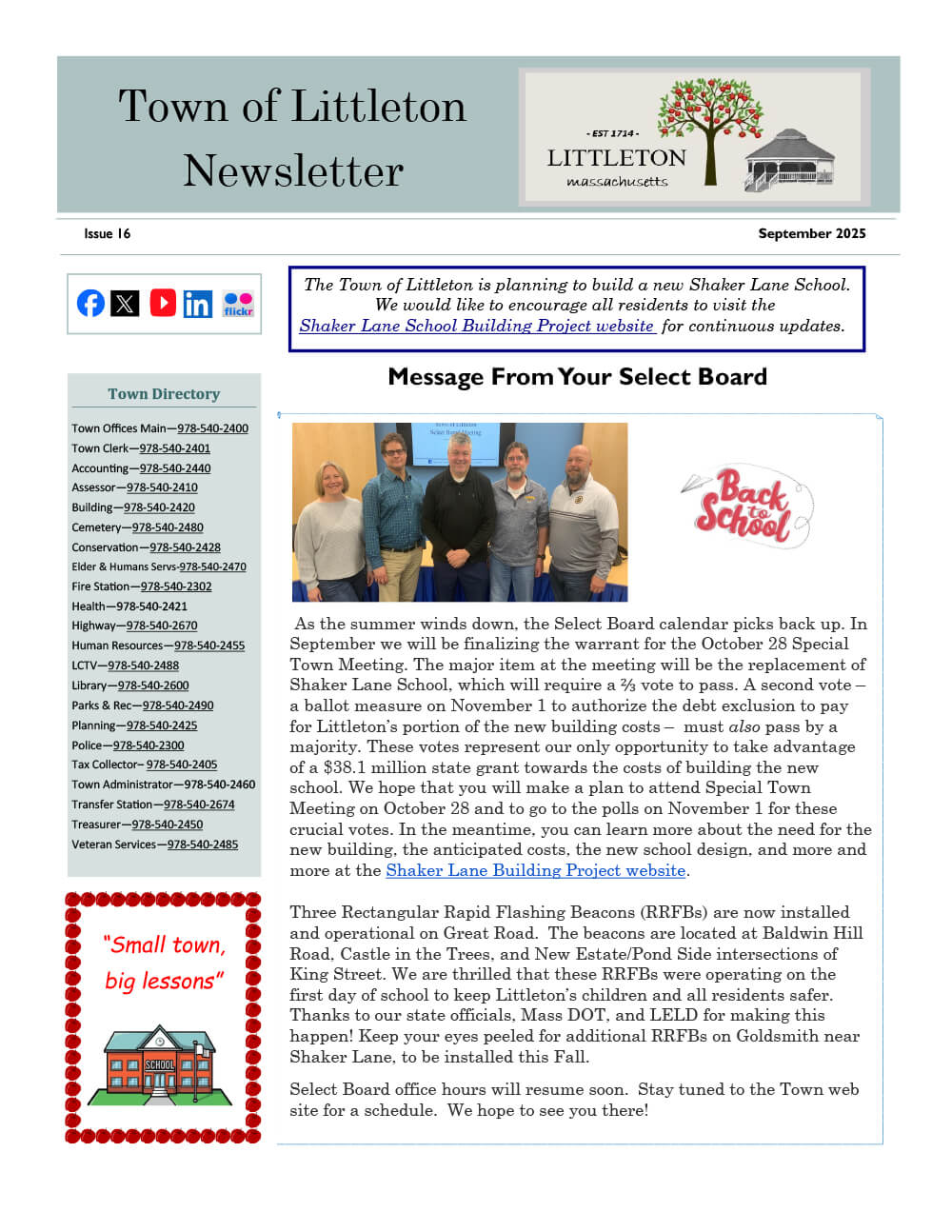 Town of Littleton Newsletter, Issue 16, September 2025